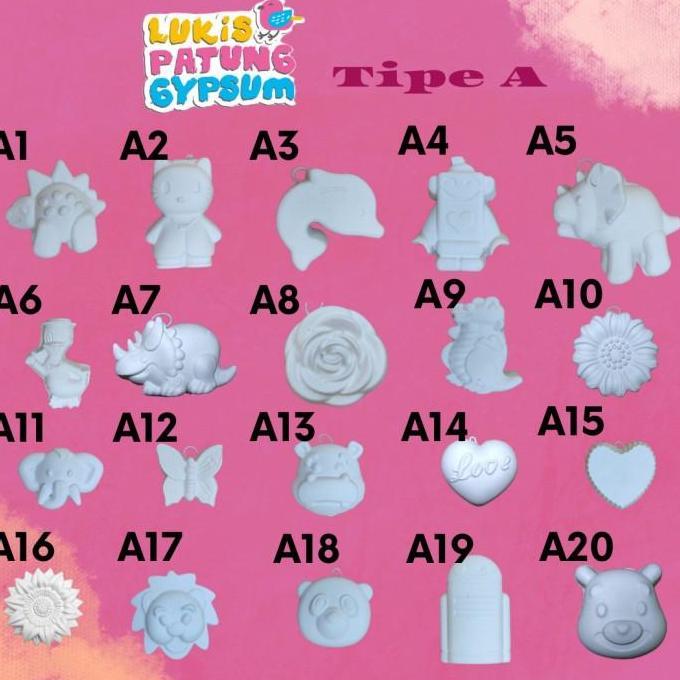 Patung lukis gypsum mainan anak paket / patung painting gipsum / media