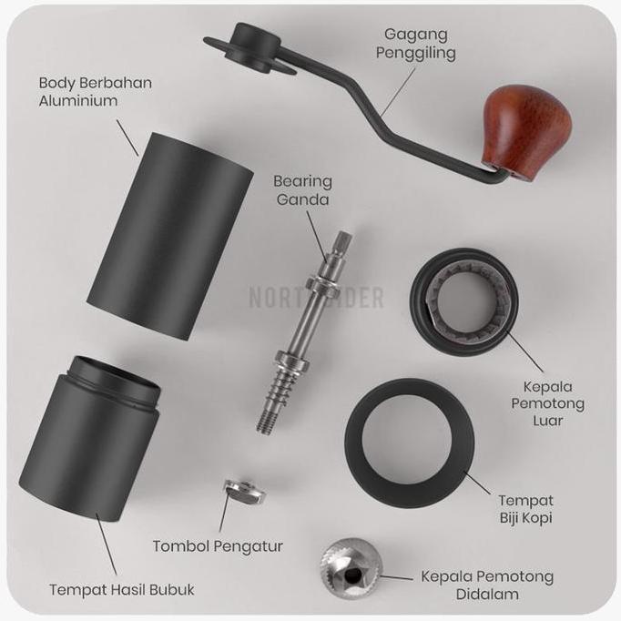 Hand coffee grinder kopi manual metal body stainless steel burr JS-G2