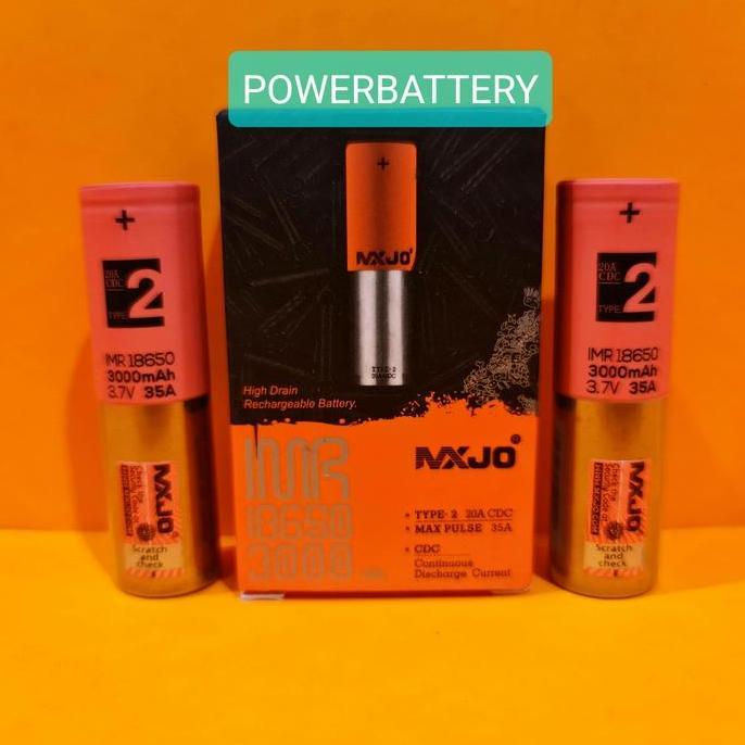 MXJO IMR 18650 | 3000 mAh | 3.7V | 35A | TYPE 2 murah