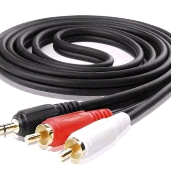 ZHAMBIRE Kabel Jek HP ke Speaker Aktif/Mixer Jek Aux 3,5 to Dual Jek RCA 1,5 Meter - Aksesoris Audio