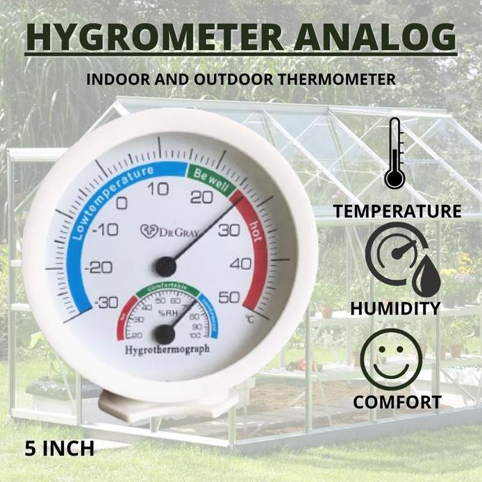 termometer ruangan /hygrometer analog 5 inch