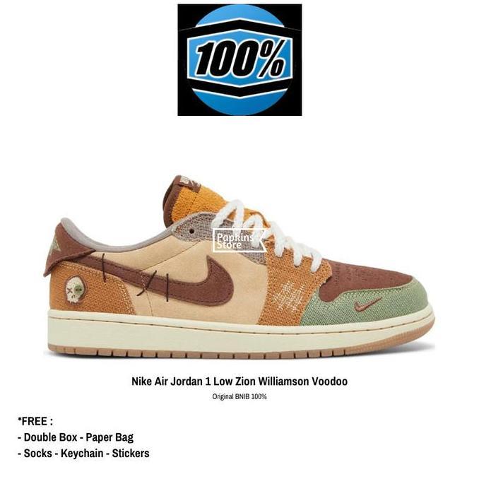 Ready sepatu nike air jordan 1 retro low zion williamson voodoo bnib