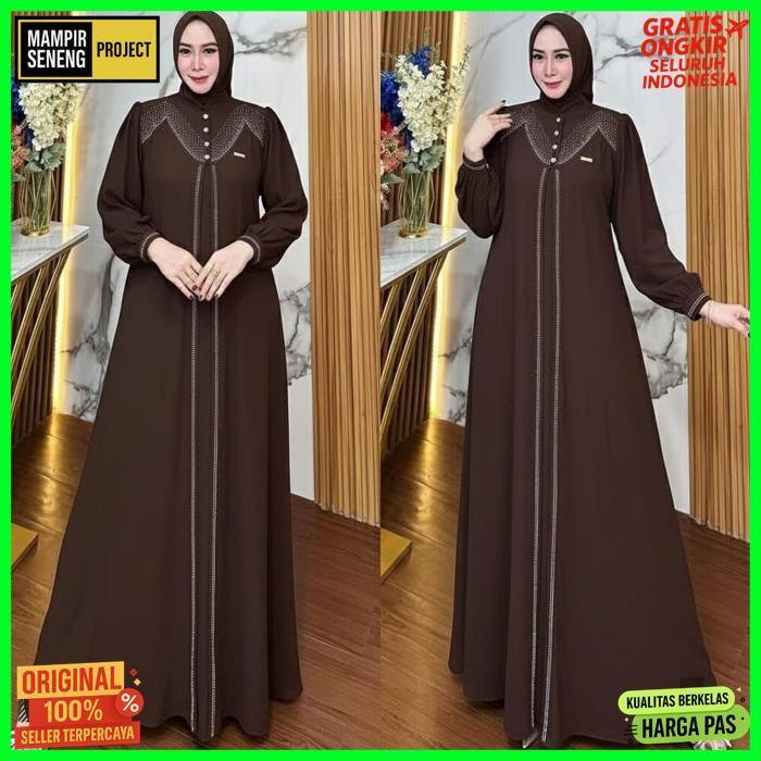 Best Seller Cod Gamis Wanita Burgundy / Baju Lebaran Model Terbaru 2026 / Aletha Dress Ceruti Emeral