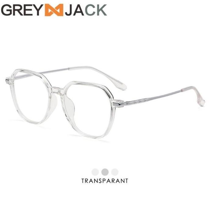 Grey Jack Kacamata Frame Titanium Kotak Fashionable Uni 95014