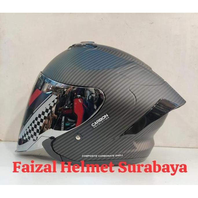 HELM JS ARMOR MOTIF CARBON BLACK DOFF VISOR IRIDIUM SILVER Motorcycle