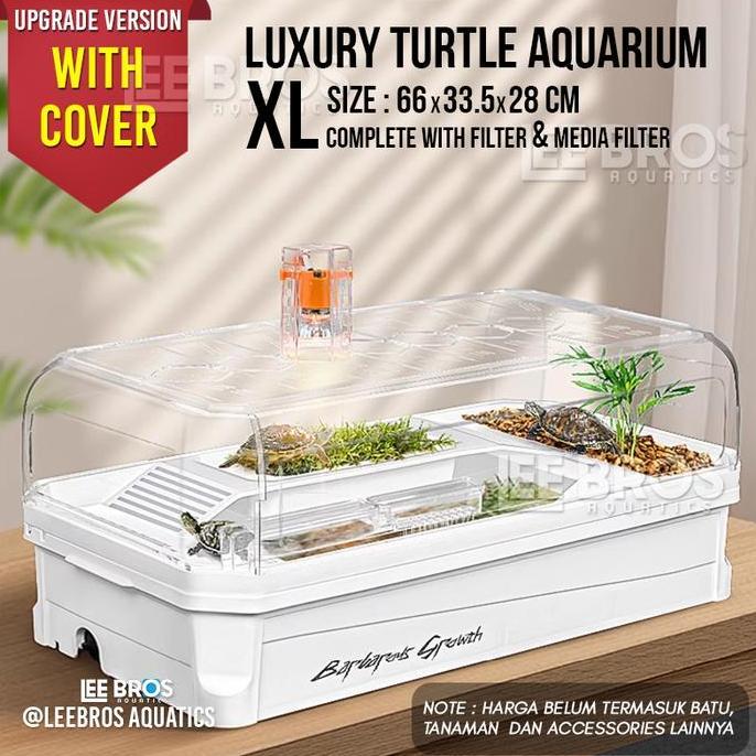 Luxury Aquarium Kura Kura + FILTER Size XL / Kandang Kura Kura TAL-03 / Tank Kura Kura / Turtle Tank