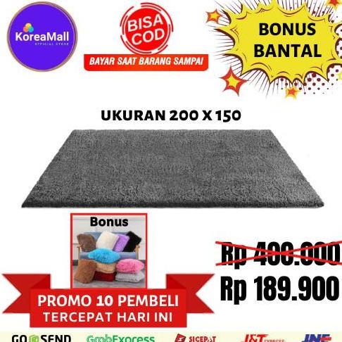 Karpet bulu KOREA IMPORT 200x150 + bantal rasfur kasur surpet TERMURAH