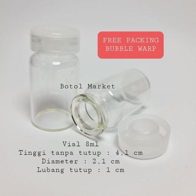 Vial 8ml botol kaca tester tutup sumbat Plastik
