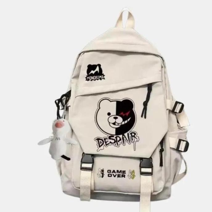 Ransel Pria Wanita Ransel Tas Sekolah Pelajar untuk Remaja Perempuan Laki-laki Tas Sekolah Hitam Pol