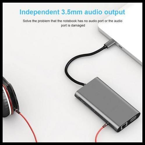 HOT DEAL EASYIDEA PORTABLE USB TYPE C HUB 10 IN 1 HDMI HB3004 - GRAY 