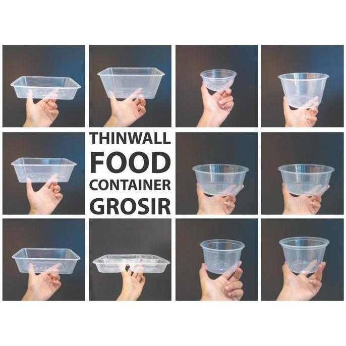 Thinwall 750ml Mangkok + Tutup Cup Plastik Mangkuk Plastik 750ml