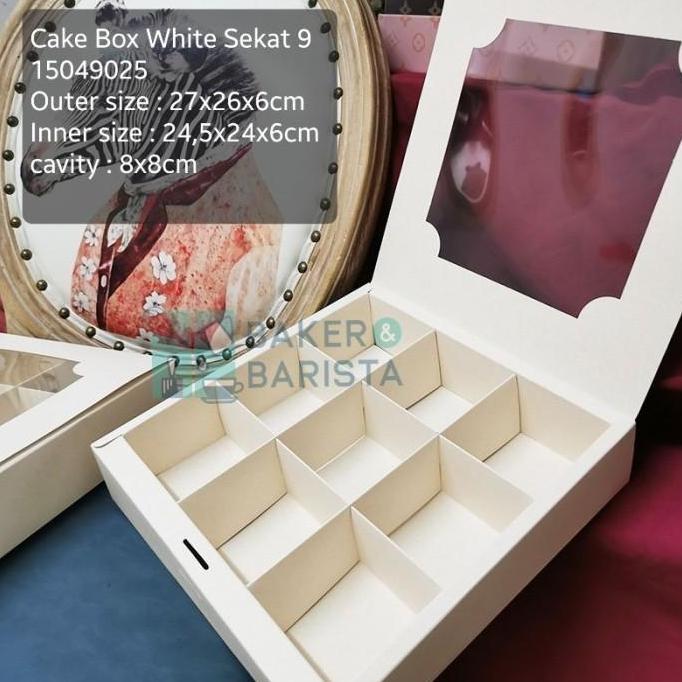 cakebox white sekat 6 / 9 box mini cake dessert premium mika kotak kue