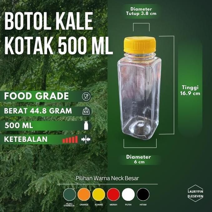 Botol Kale Kotak 500 ml Tebal - Botol Plastik 500 ml Tebal
