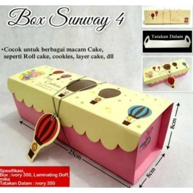 Dus Bolu gulung box cake kue sunway natal christmas motif balon - Merah