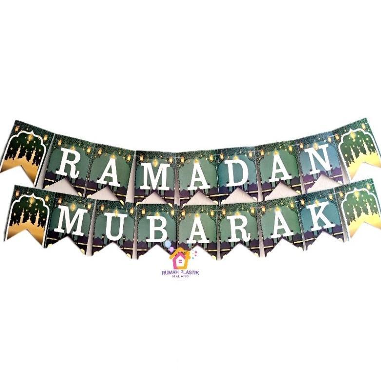 FREE ONGKIR FLAG RAMADAN MUBARAK  KERTAS GANTUNG BANNER RAMADHAN PUASA LEBARAN EID IDUL FITRI HIASAN