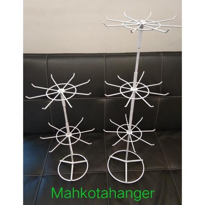 Rak Display putar matahari 2 susun gantungan aksesoris display