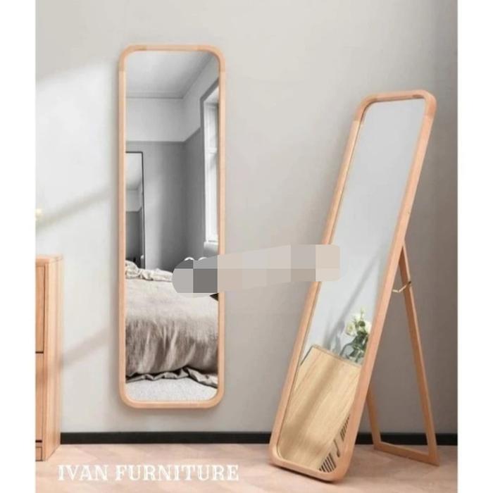 CERMIN KACA JATI , STANDING MIRROR JATI, CERMIN BERDIRI JATI MINIMALIS