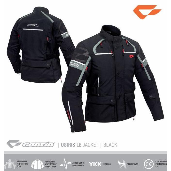 CONTINMOTO JAKET MOTOR TOURING ADVENTURE PROTEKTOR CONTIN OSIRIS LE - BLACK ORIGINAL DAN TERPERCAYA