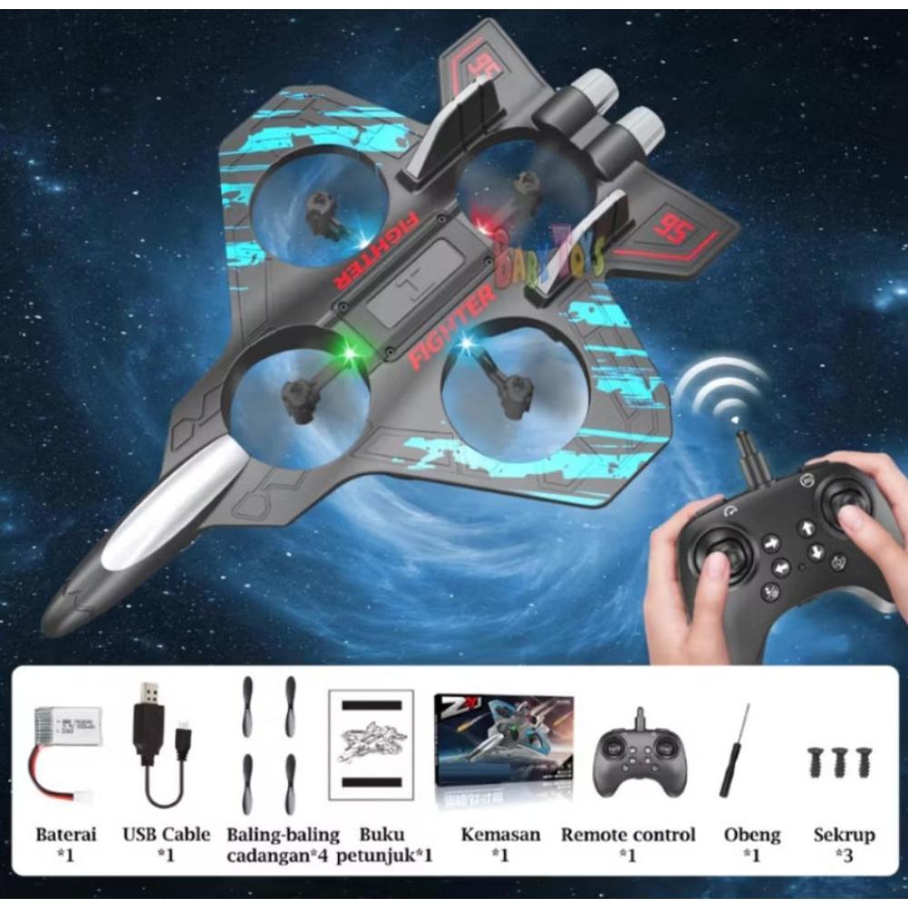 WAJIB PUNYA Mainan Pesawat Terbang Remote Control Anak Led Fighter Plane AirPlane Foam Rc 360 Charge