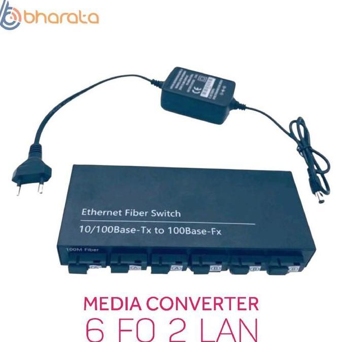 Media Converter 6 FO 2 LAN POE Fiber Switch 6 SC 6 Port FO 10/100 Mbps | B6F2EC - 3A3B