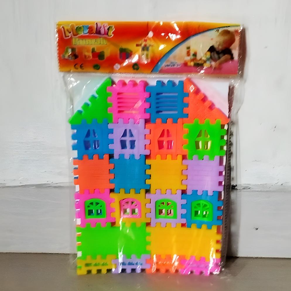 ORIGINAL Mainan Anak Blocks Merakit Rumah Plastik 44Pcs