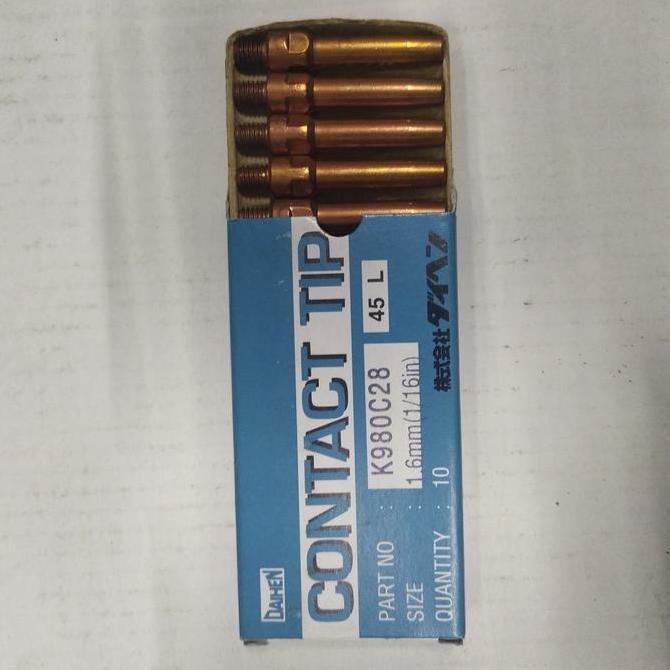 Ready OTC DAIHEN Kontak Contact Tip Mig Co2 1.6 x 45 mm K980C28 OTC DAIHEN Original Mata Las Standar