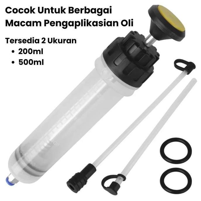 FOWERLEB Pompa Tangan Suntikan Manual 200cc/500cc Alat Pemindah Oli Mesin Motor Mobil Serbaguna