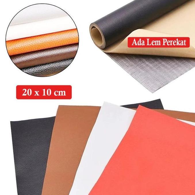FOWERLEB Stiker Kulit Sintetis 20x10 cm Tambal Sofa Jok Motor Robek Ada Lem Perekat Langsung Tempel