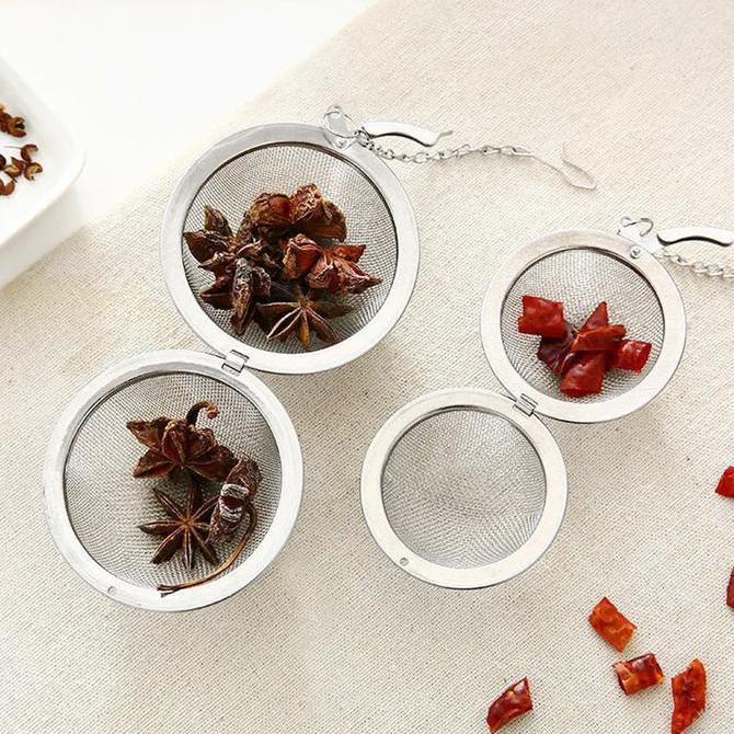 FOWERLEB Saringan Teh Celup Stainless Steel 5 7 cm Tea Filter Bola Tabung Wadah Seduh Herbal Bumbu S