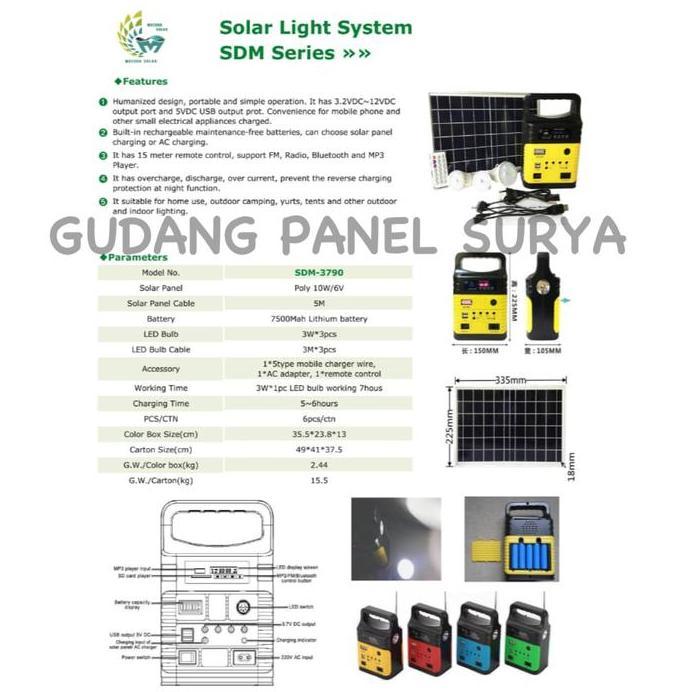 SHS Solar Home System 3 Lampu, Solar Panel PLTS 10W Paket Solar Panel 3 Lampu 10wp 10 Wp