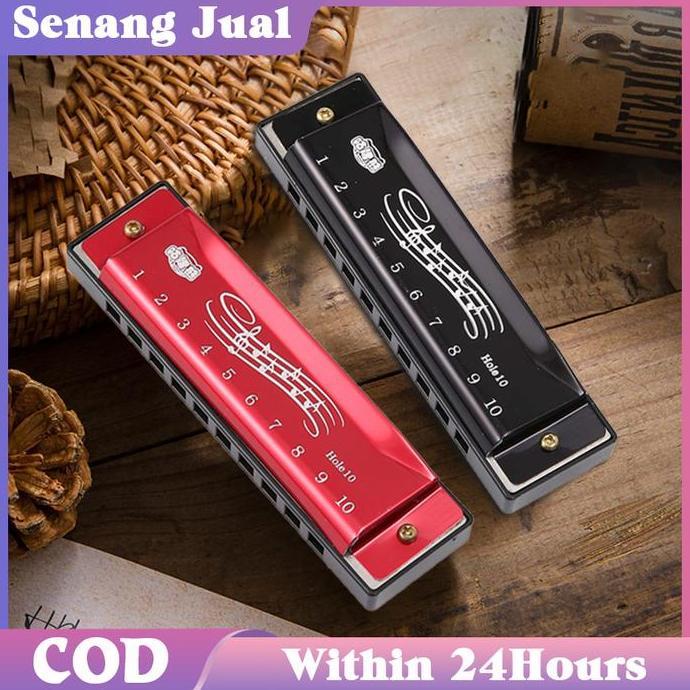 FOWERLEB Harmonika Chromatic 10 Hole Harmonika Kromatik Harmonica Dengan Kotak
