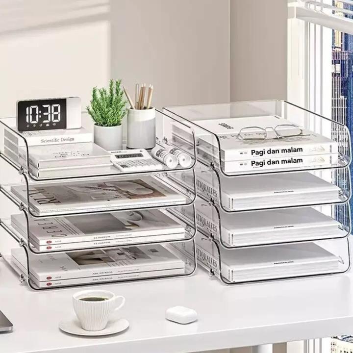 Diskon Meitaitai Rak Dokumen Transparan File Box Dokumen Rak Buku Desk Organizer Box File Organizer 