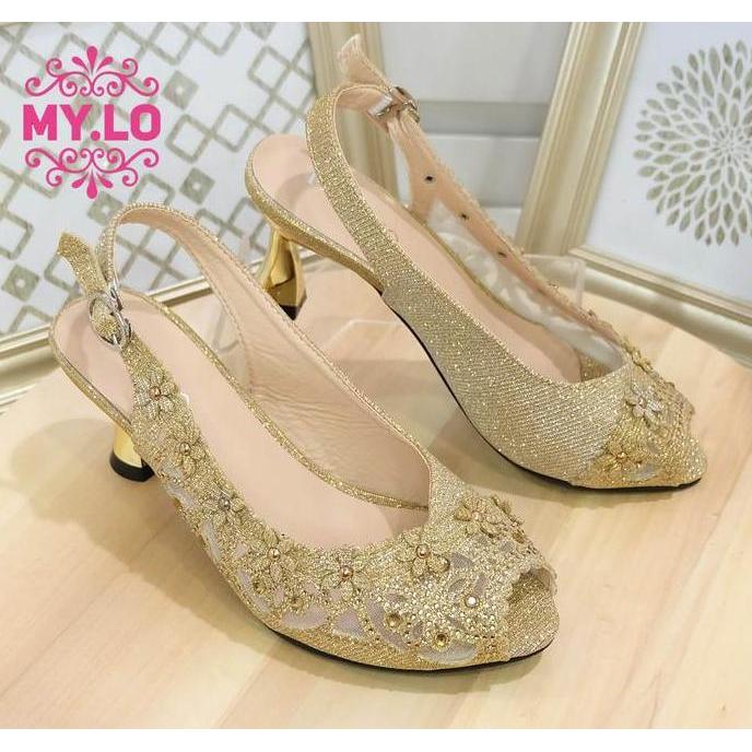 SEPATU PESTA WANITA HEELS WEDDING WANITA SELOP KEBAYA PENGANTIN SANDAL NIKAH PEREMPUAN LAMARAN SESER