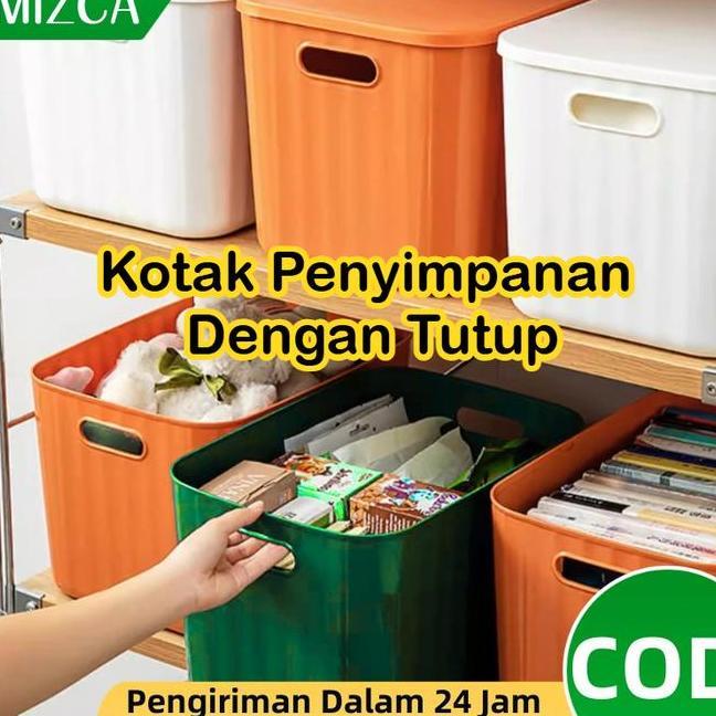 Mizca Kotak Penyimpanan Plastik Susun Dengan Tutup Storage Box Container Bin Pantry Organizer Keranj
