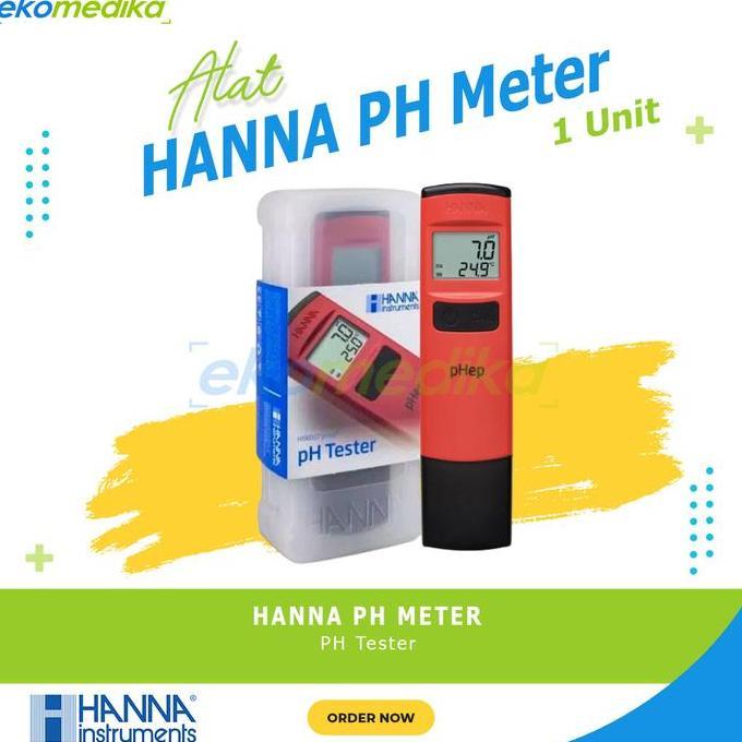 HANNA HI 98107 PH METER POCKET TESTER ALAT PENGUKUR PH AIR RANGE 0-14 AKURAT CEPAT 4X1.5V ALKALINE 8