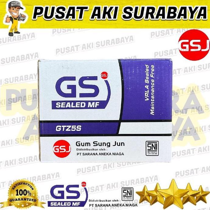 Promo ACCU MOTOR GS J GTZ5S AKI KERING MOTOR HONDA BEAT ESP FI BEAT KARBU VARIO OLD VARIO TECHNO 110