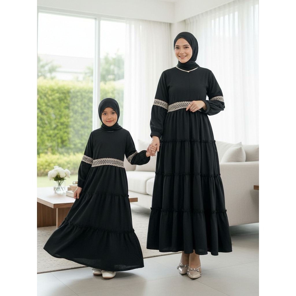 SET GAMIS IBU DAN ANAK PEREMPUAN COUPKE MAHIRA RENDA SAVINA MUSLIMAH MAXY GL FASHION