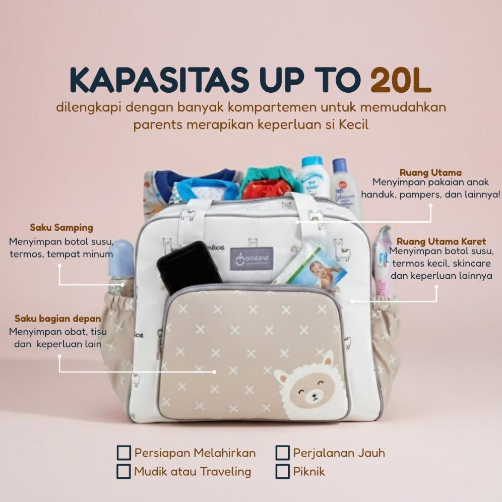 PROMO TERBARU Tas Bayi Omiland Tas Multifungsi Tas Selempang Diaper Bag Besar Medium Kecil Banyak Ka