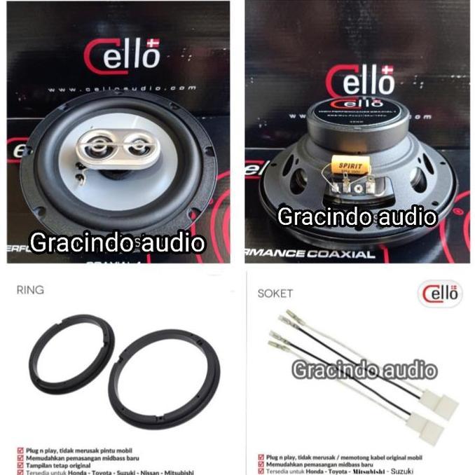 BEBAS ONGKIR - Speaker Coaxial 3way Cello + Ring + Kabel Soket PNP Suzuki Ertiga