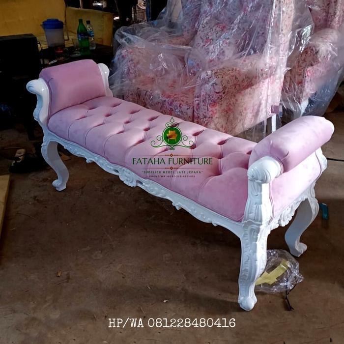 Bangku Sofa Santai Ukiran Elok Kain Pink Shabby Harga Mede