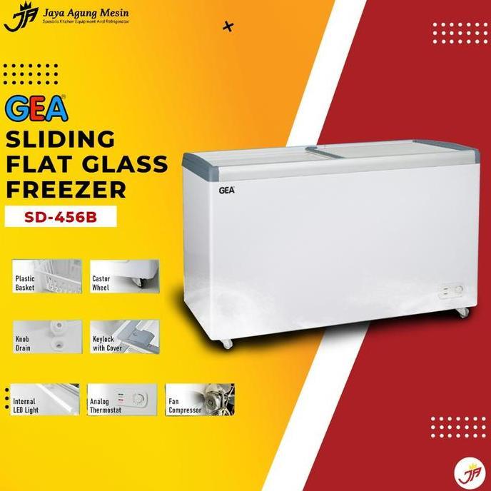 TERBARU - Sliding flat Glass Freezer GEA SD-456B / Freezer And Cooler 456L
