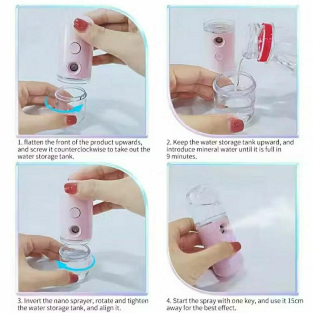 NEW Nano Spray Mini Portable 30ml USB Asli