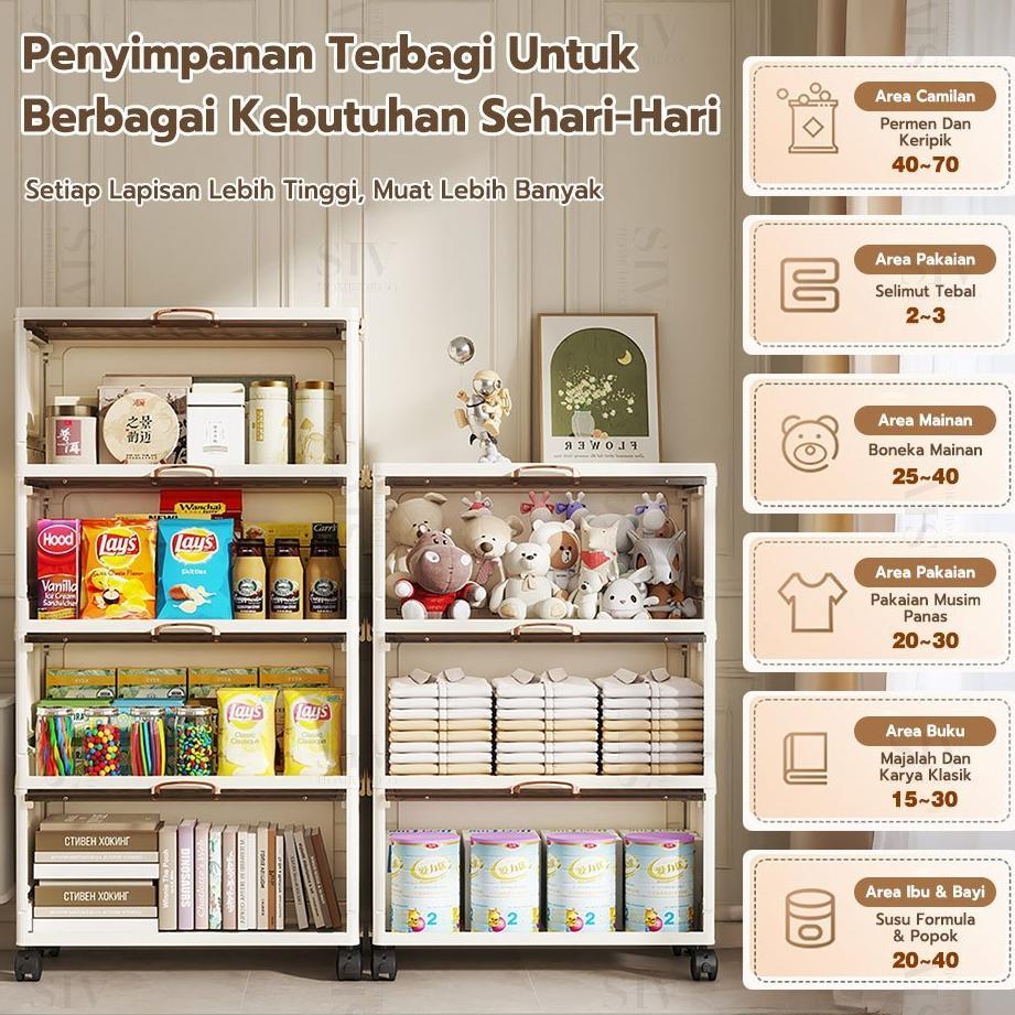 FLASH SALE Lemari lipat multi-lapis Lemari Plastik Susun Lemari lipat abu-abu/ putih /transparan Eta