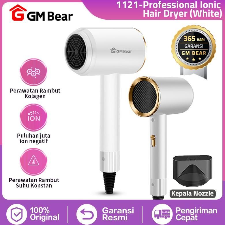 NEW GM Bear Hair Dryer Pengering Rambut Ionic 1121 - Vlasy Hair Dryer Low Watt Hairdryer White [terb