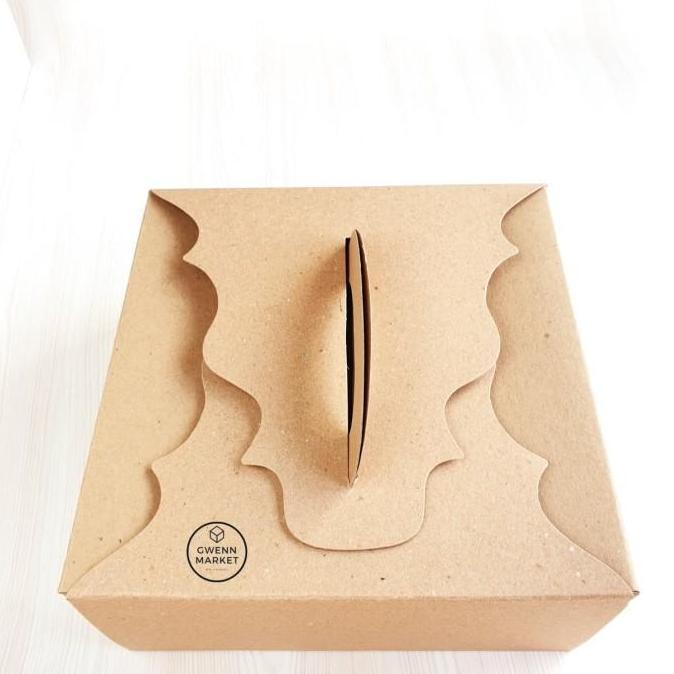 Dus kue Kraft coklat premium tebal handle kotak kue cake box cake 22cm