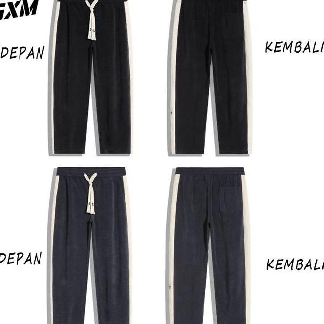 Celana Corduroy Pria Tebal Abu Hitam Longgar-Celana Hitam- Lurus Highwaist-Ankle