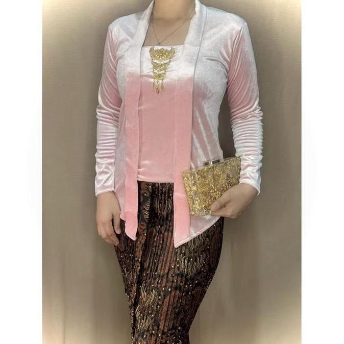 Kebaya Beludru Lengan Panjang Murah Adem Bahan Melar Ukuran S M L XL XXL Kebaya Kutu Baru Bludru Pol