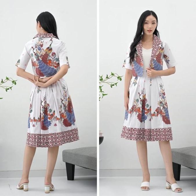 Pikoi_id | Atasan batik wanita modern / outer semi Crop batik berkerah LS