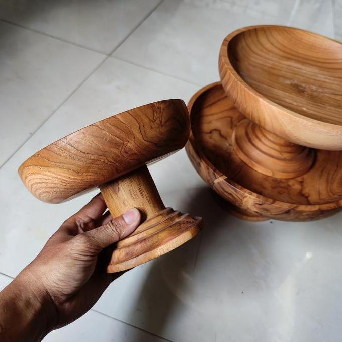 hanya disini] dulang kayu jati stand buah kue roti