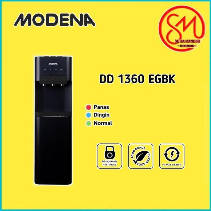 MODENA Water Dispenser Bottom Loading DD 1360 EGBK Galon Bawah Normal Panas Dingin
